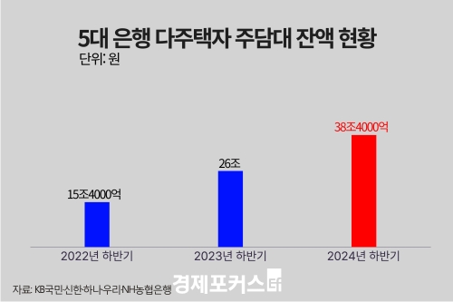 5대 은행 다주택자 주담대 36조원…3년 새 2.3배로 불어