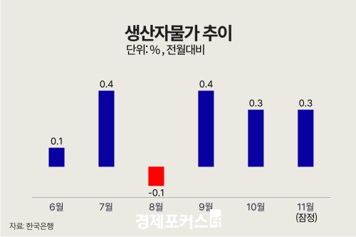 11월 생산자물가 0.3%↑… 반도체·석유제품 가격 상승 영향