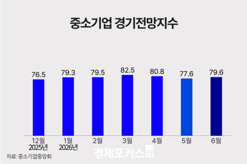 6월 중소기업 경기전망 79.6으로 상승…3개월 만에 반등