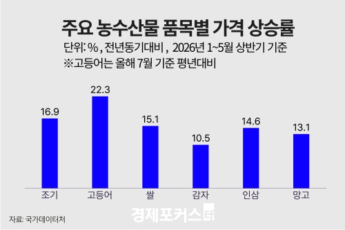 고유가·고환율에 상반기 밥상물가 급등…조기 16.9%↑·쌀 15.1%↑